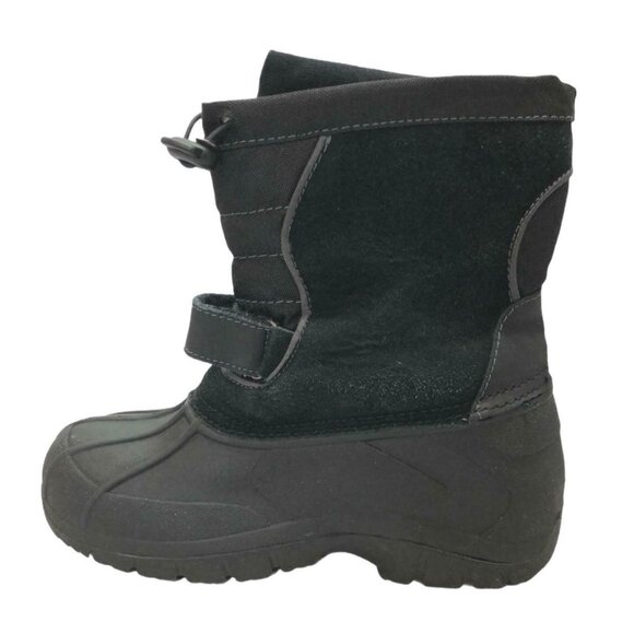 Totes Snow Winter Boots Rain Boys 3 M Jacob Black Suede Slip On Hook Loop - Picture 7 of 10